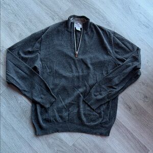 Piattelli Barney’s New York Charcoal Grey 100% Wool 1/2 Zip-Up Sweater